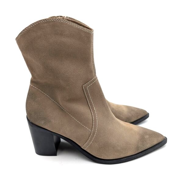 BP. Surina Western Pointed Toe Ankle Boots Side Zip Women's Tan Smoke Size 11M - Picture 3 of 10